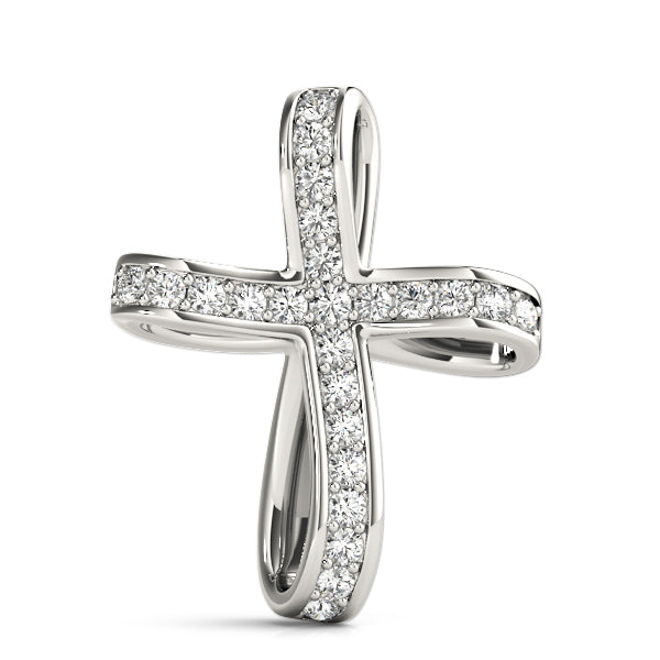 White Gold Diamond Cross Pendant - Religious Jewelry