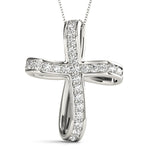 White Gold Diamond Cross Pendant - Religious Jewelry
