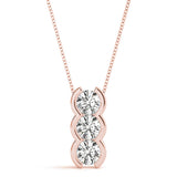 18K Rose Gold Diamond 3-Stone Pendant