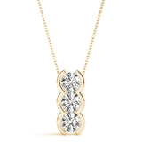 3-Stone Diamond 18K Yellow Gold Pendant
