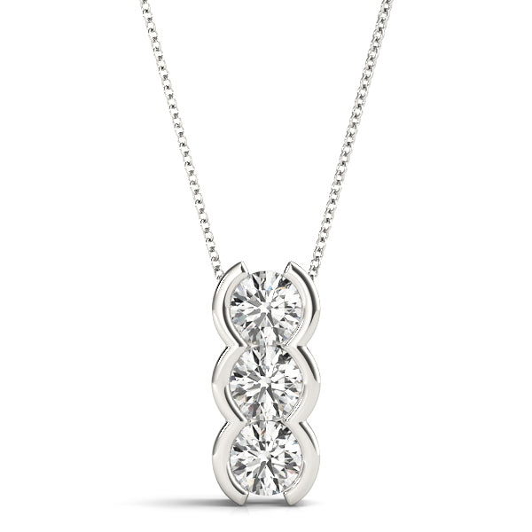 White Platinum 3-Stone Lab Diamond Pendant