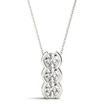 14K White Gold Diamond 3-Stone Pendant