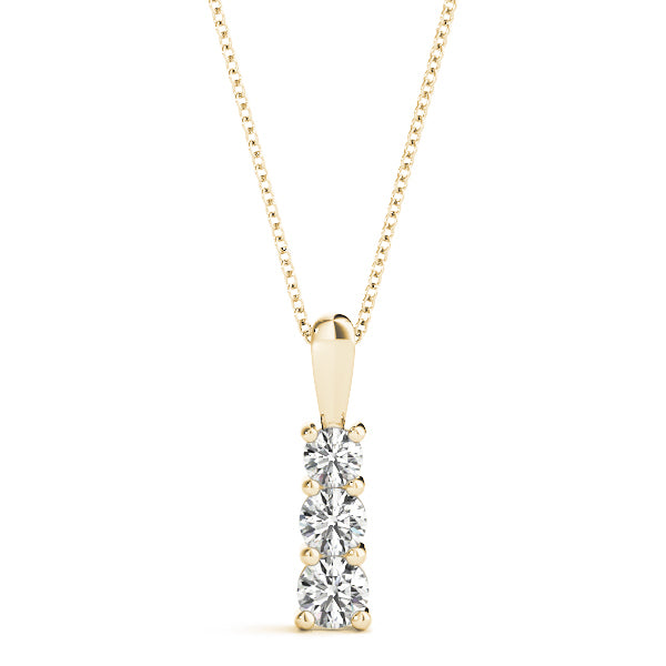 14K Yellow Gold Lab Diamond 3-Stone Pendant