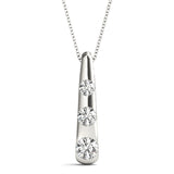 18K White Gold Round Diamond 3-Stone Pendant