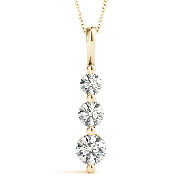 14K Yellow Gold Lab Diamond 3-Stone Pendant