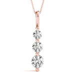 Rose Gold 3-Stone Lab Diamond Pendant 1.0 CTW