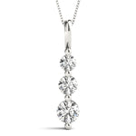 Lab Diamond 3 Stone 14K Gold Pendant