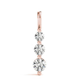 Rose Gold 3-Stone Lab Diamond Pendant 1.0 CTW