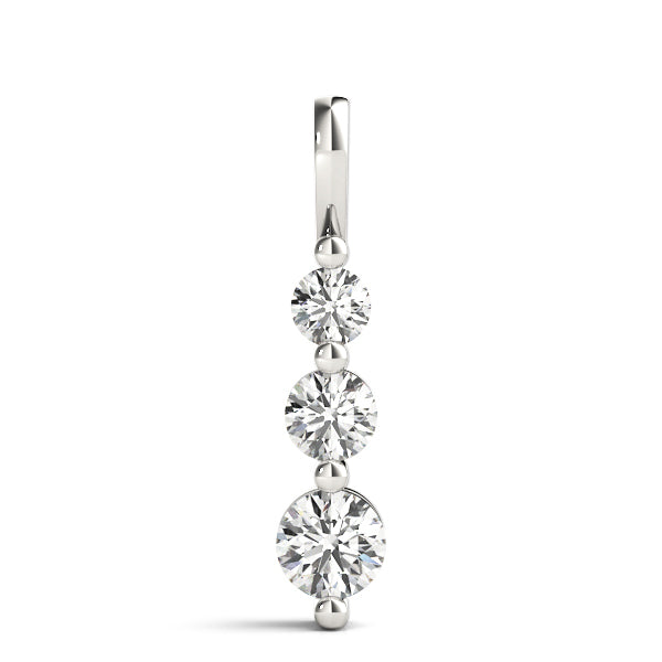 14K White Gold Lab Diamond 3-Stone Pendant