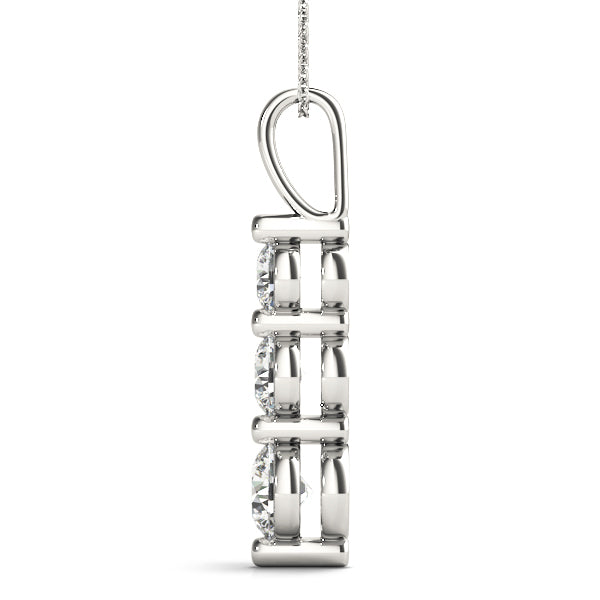 White Gold 3-Stone Lab Diamond Pendant 1.0 CTW