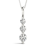 White Gold 3-Stone Lab Diamond Pendant 1.0 CTW