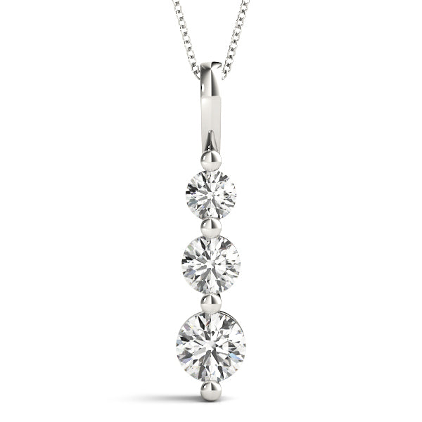 White Gold 3-Stone Lab Diamond Pendant 1.0 CTW