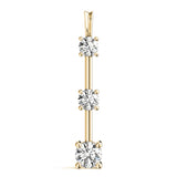 14K Yellow Gold Lab Diamond 3-Stone Pendant Necklace