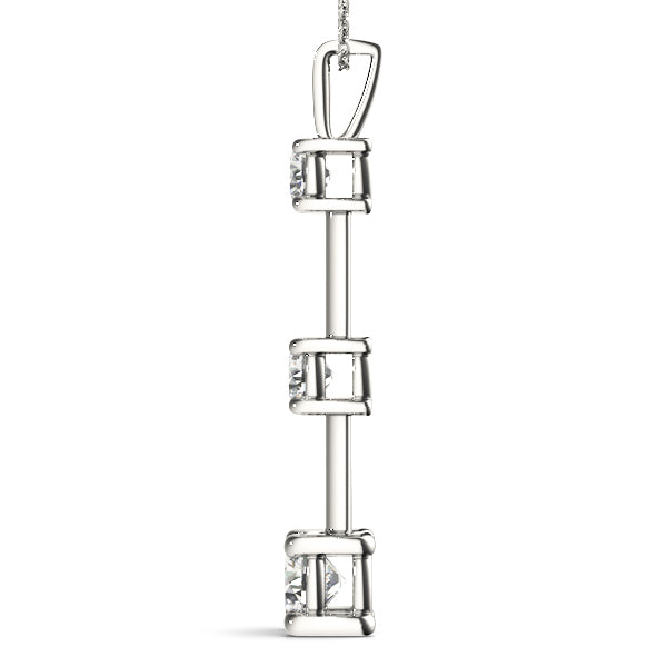 14K White Gold 0.45ctw Lab Diamond 3-Stone Pendant