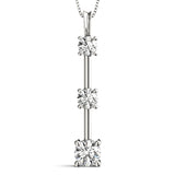 14K White Gold 0.45ctw Lab Diamond 3-Stone Pendant