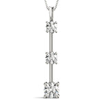 White Platinum 3-Stone Lab Diamond Pendant 0.45ctw
