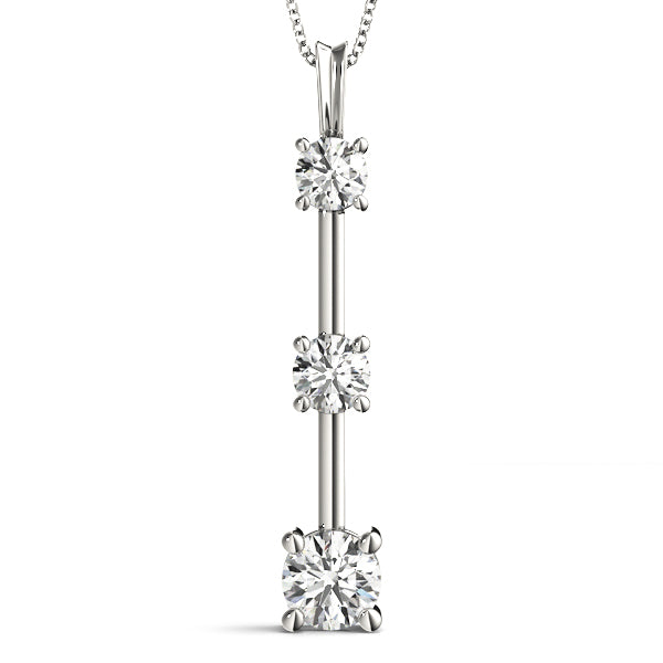 White Platinum 3-Stone Lab Diamond Pendant 0.45ctw