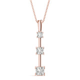 Rose Gold Lab Diamond 3-Stone Square Pendant