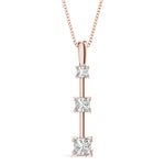 Rose Gold Lab Diamond 3-Stone Square Pendant