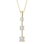 14K Yellow Gold Square Diamond 3-Stone Pendant