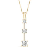 14K Yellow Gold Square Diamond 3-Stone Pendant