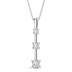 14K Lab Diamond 3 Stone Square Pendant