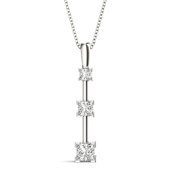 14K White Gold Square Lab Diamond Pendant