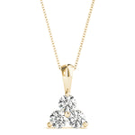 18K Yellow Gold Round Diamond 3-Stone Pendant