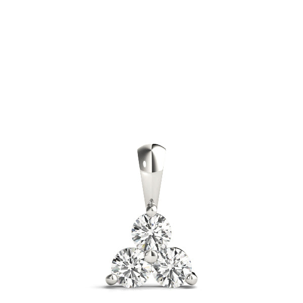 14K White Gold Lab Diamond 3-Stone Pendant