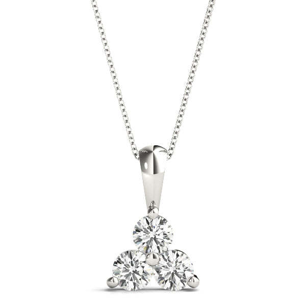 14K White Gold Lab Diamond 3-Stone Pendant