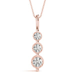Rose Gold Lab Diamond 3-Stone Pendant 0.40ctw