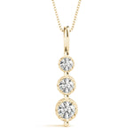 14K Yellow Gold Lab Diamond 3-Stone Pendant