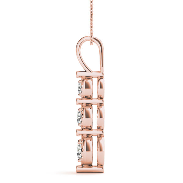 Rose Gold Lab Diamond 3-Stone Pendant 0.40ctw