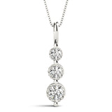 18K White Gold 0.40ctw Lab Diamond 3-Stone Pendant