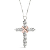 Rose Gold Diamond Cross Pendant | Religious Jewelry