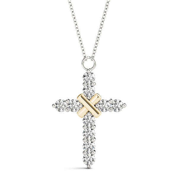 18K Yellow Gold Diamond Religious Cross Pendant
