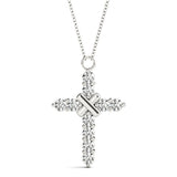 14K White Gold Diamond Cross Pendant