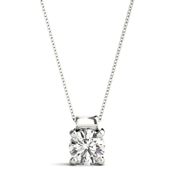 14K White Gold Diamond Solitaire Pendant