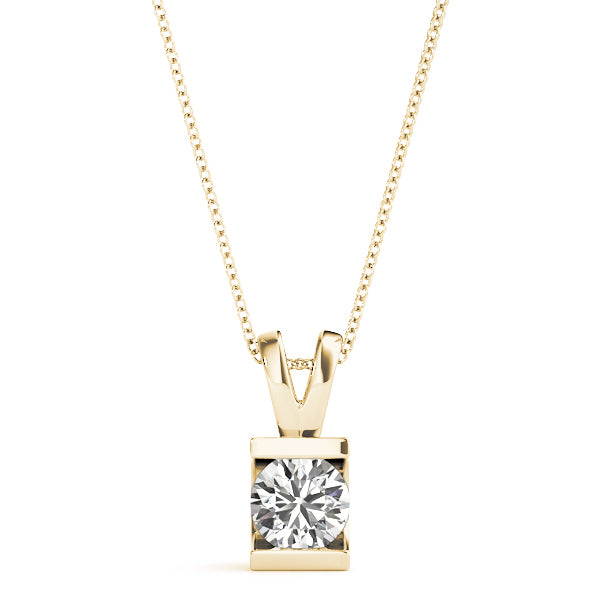 18K Yellow Gold Round Diamond Pendant