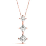 Rose Gold Lab Diamond 3-Stone Square Pendant