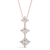 Rose Gold Lab Diamond 3-Stone Square Pendant