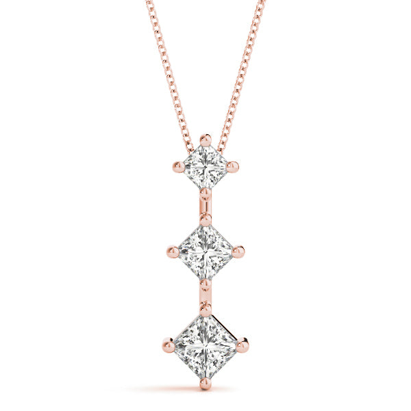 18K Rose Gold Square Lab Diamond Pendant