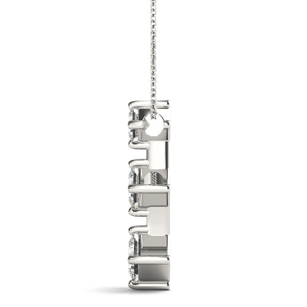 14K White Gold Lab Diamond 3-Stone Pendant