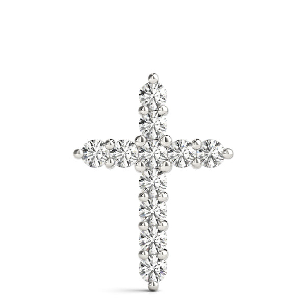18K White Gold Lab Diamond Religious Cross Pendant