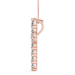 14K Rose Gold Lab Diamond Religious Cross Pendant