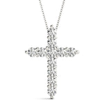 18K White Gold Lab Diamond Religious Cross Pendant