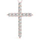 14K Rose Gold Diamond Religious Cross Pendant