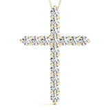 18K Yellow Gold Diamond Cross Pendant Jewelry