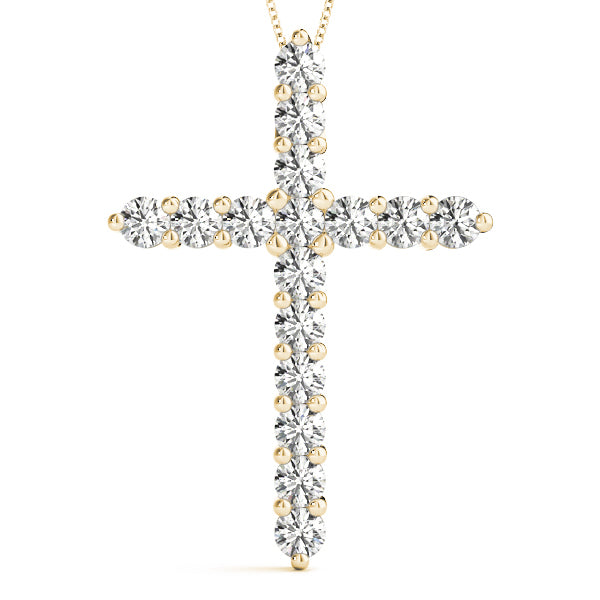 18K Yellow Gold Diamond Cross Pendant Jewelry