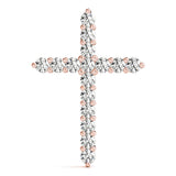 18K Rose Gold Lab Diamond Religious Cross Pendant